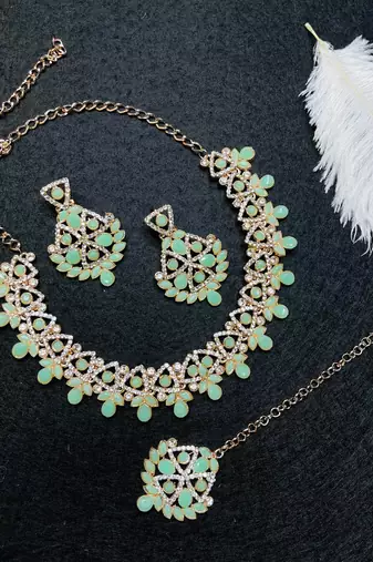 Green designer function wear ad necklace set