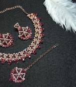 Maroon designer function wear ad necklace set