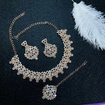 Grey designer function wear ad necklace set 1
