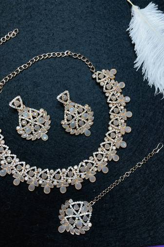 Grey designer function wear ad necklace set