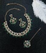 Green designer function wear ad necklace set