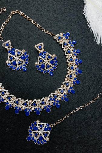 Blue designer function wear ad necklace set