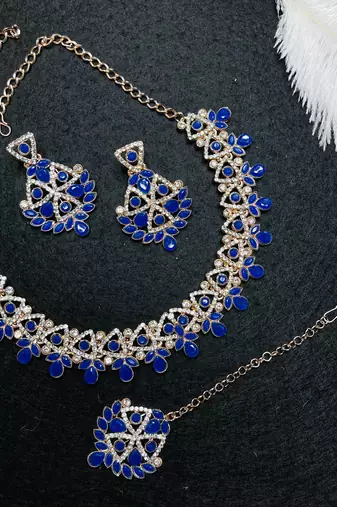 Blue designer function wear ad necklace set