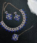Blue designer function wear ad necklace set
