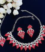 Red designer function wear ad necklace set