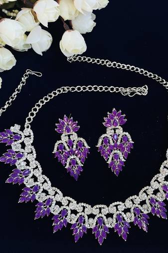 Purple designer function wear ad necklace set