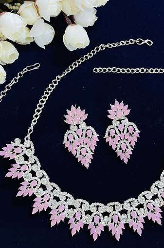 Pink designer function wear ad necklace set