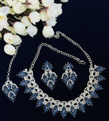 Blue designer function wear ad necklace set 1