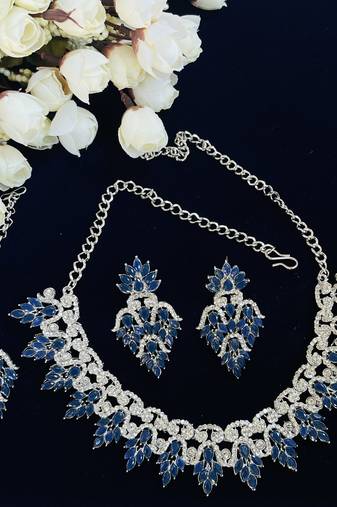 Blue designer function wear ad necklace set