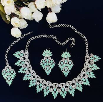 Green designer function wear ad necklace set 1
