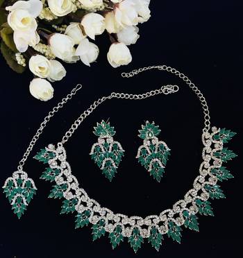 Green designer function wear ad necklace set 1