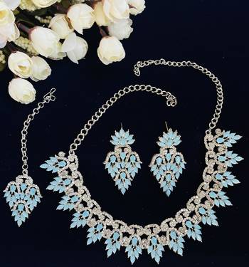 Turquoise designer function wear ad necklace set 1