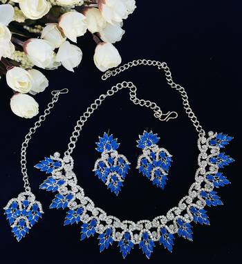 Blue designer function wear ad necklace set 1