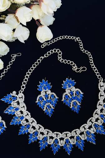 Blue designer function wear ad necklace set
