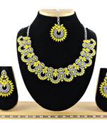 Yellow designer function wear ad necklace set