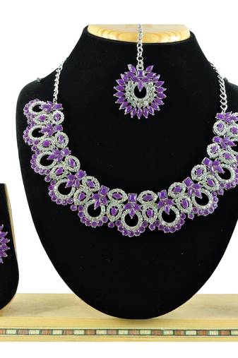 Purple designer function wear ad necklace set