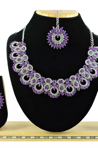 Purple designer function wear ad necklace set