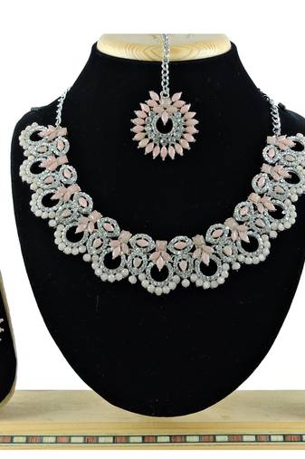 Orange designer function wear ad necklace set