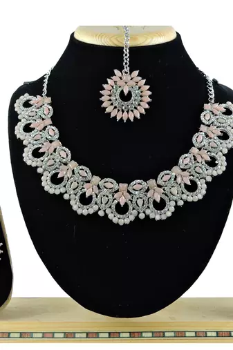 Orange designer function wear ad necklace set