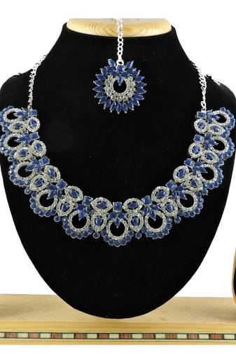 Blue designer function wear ad necklace set