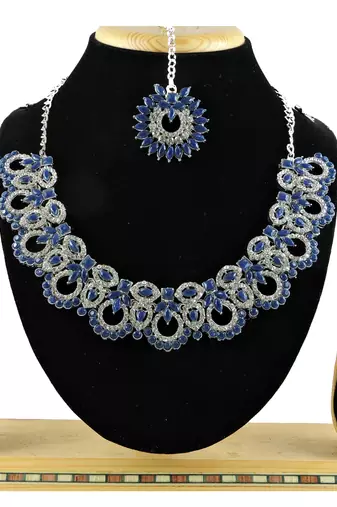 Blue designer function wear ad necklace set