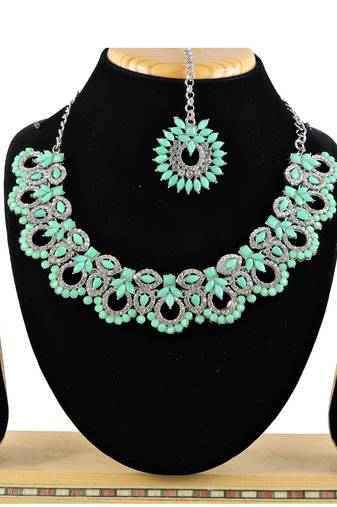Green designer function wear ad necklace set