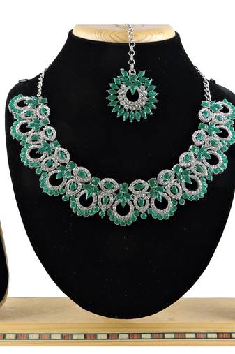 Green designer function wear ad necklace set