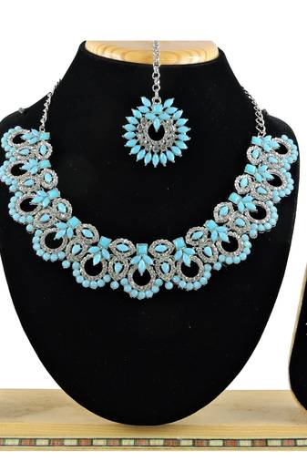 Turquoise designer function wear ad necklace set