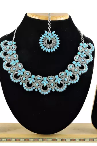 Turquoise designer function wear ad necklace set