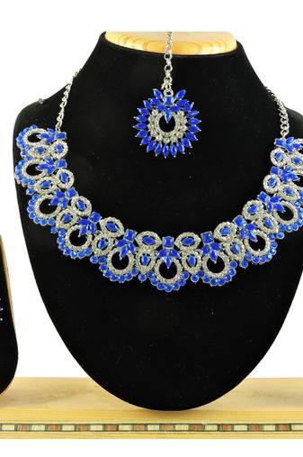 Blue designer function wear ad necklace set