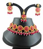 Red designer function wear ad necklace set