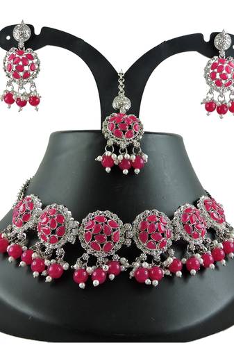 Red designer function wear ad necklace set