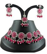 Red designer function wear ad necklace set