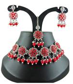 Red designer function wear ad necklace set