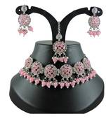 Pink designer function wear ad necklace set