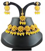Yellow designer function wear ad necklace set