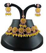 Yellow designer function wear ad necklace set
