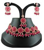 Red designer function wear ad necklace set