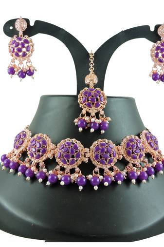 Purple designer function wear ad necklace set