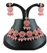 Pink designer function wear ad necklace set