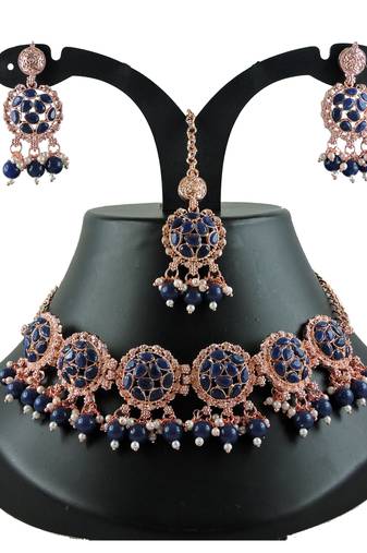 Blue designer function wear ad necklace set