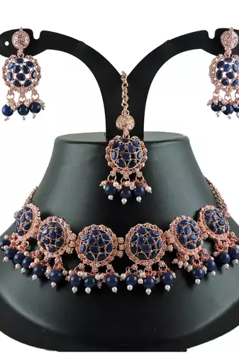 Blue designer function wear ad necklace set