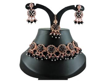 Black designer function wear ad necklace set 1