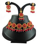 Red designer function wear ad necklace set