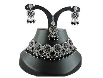 Black designer function wear ad necklace set 1