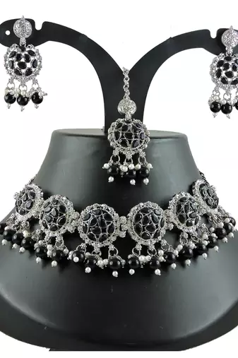 Black designer function wear ad necklace set