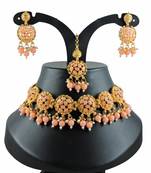 Orange designer function wear ad necklace set