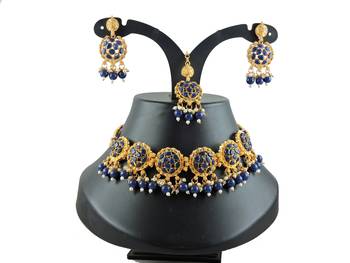 Blue designer function wear ad necklace set 1