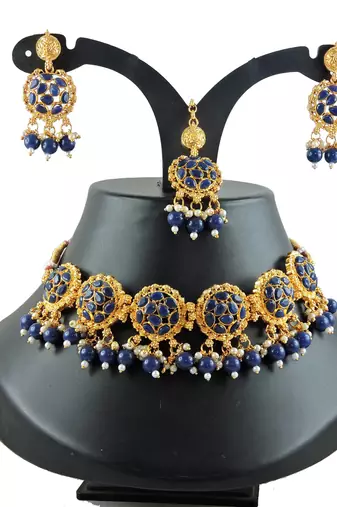 Blue designer function wear ad necklace set