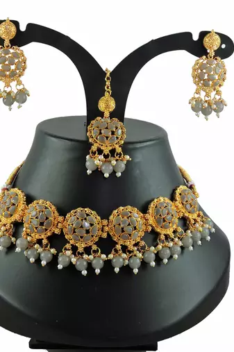 Grey designer function wear ad necklace set